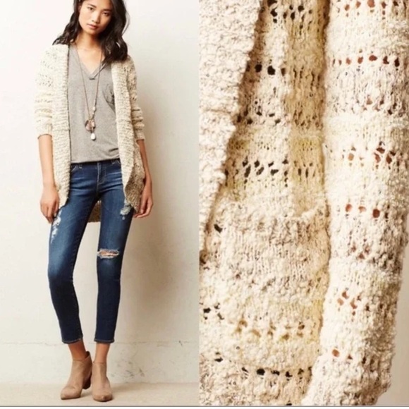 🪷Anthropologie🪷Knitted & Knotted Cardigan Open Knit Wool Mohair Blend, Medium - Picture 2 of 15